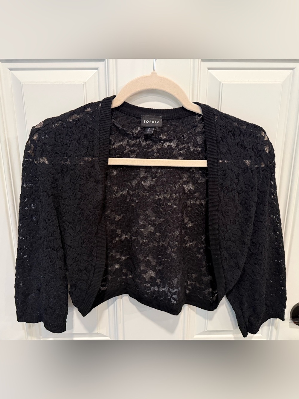 torrid Black Floral Lace Open-Front Cardigan shrug